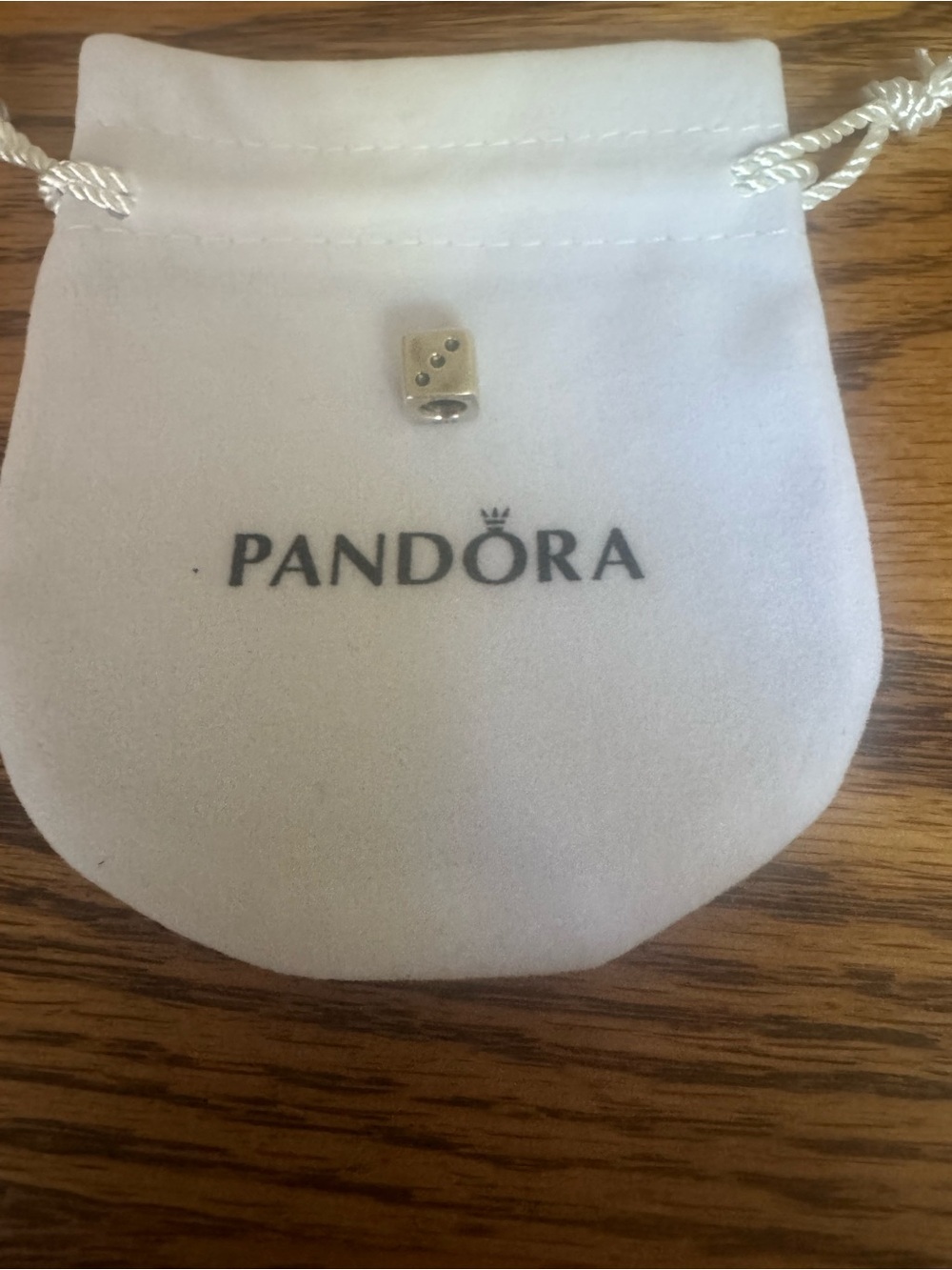 Pandora Silver Dice Charm with Black Dots